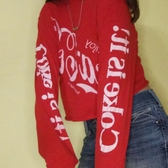 Small Red Coca-Cola Cropped Long Sleeve - Picture 2 of 3